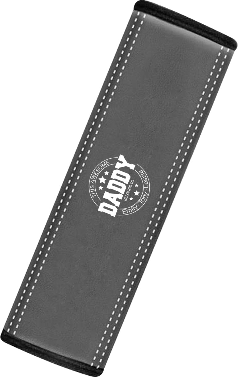 Personalized Car Seat Belt Covers (2PCS), Custom For Your Cars, Happy Father's Day, Microfiber Leather Seat Belt Shoulder Pads for More Comfortable Driving, Car Accessories, Gift for Daddy - Delicate Leather