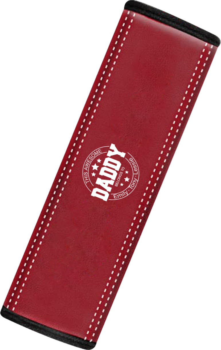 Personalized Car Seat Belt Covers (2PCS), Custom For Your Cars, Happy Father's Day, Microfiber Leather Seat Belt Shoulder Pads for More Comfortable Driving, Car Accessories, Gift for Daddy - Delicate Leather