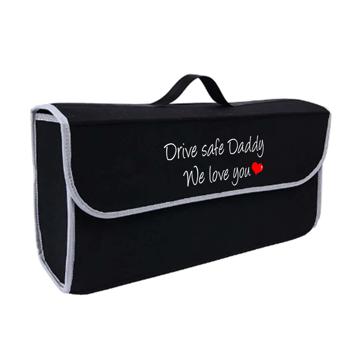 Drive Safe Daddy Soft Felt Car Bag Organizer Folding Car Storage Box Non Slip Fireproof Car Trunk Organizer, Custom For Your Cars, Father's Day Gift, Car Accessories - Delicate Leather