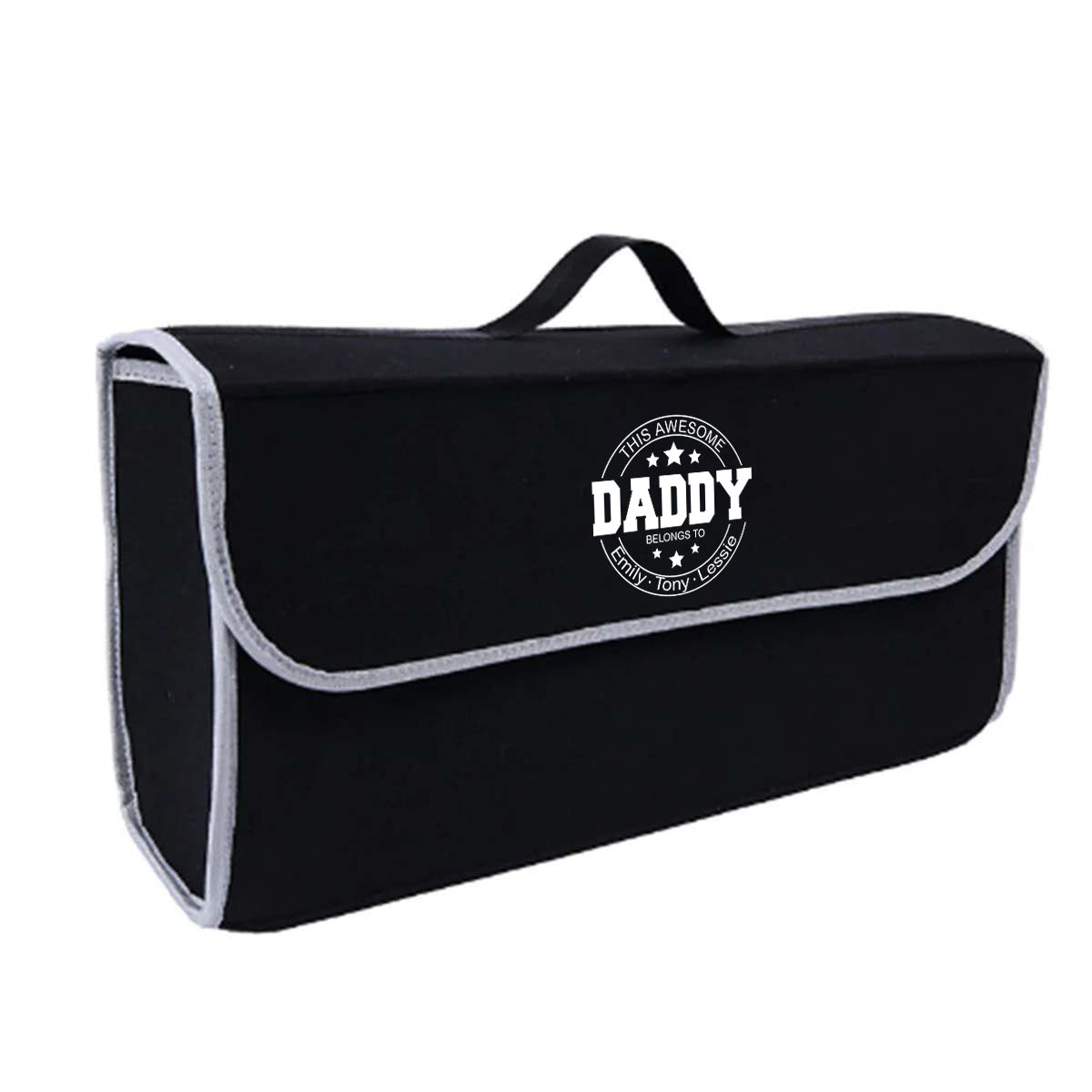 Personalized Soft Felt Car Bag Organizer, Happy Father's Day Folding Car Storage Box Non Slip Fireproof Car Trunk Organizer, Custom For Your Cars, Car Accessories, Gift for Daddy - Delicate Leather
