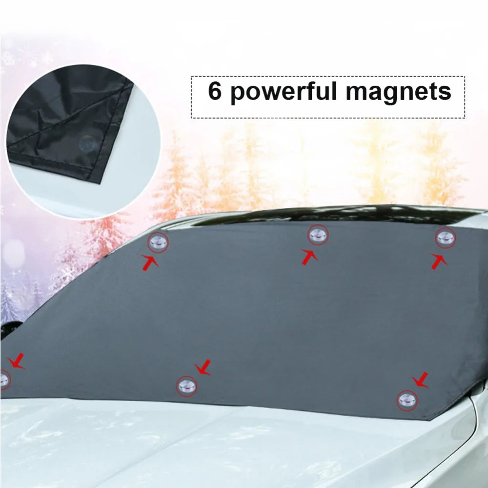 Magnetic Car Front Windscreen Cover - Waterproof Windshield Sunshade and Snow Shield for Cars, Minivans, and SUVs (210x120cm) - Delicate Leather