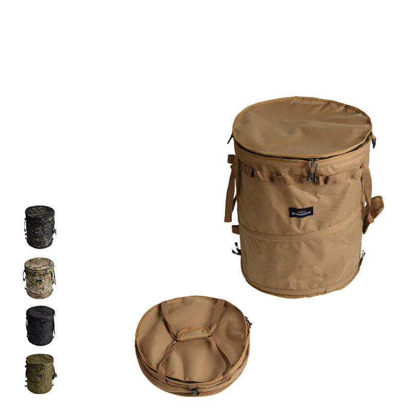 Portable Sundries Laundry Basket - Garden Yard Rubbish Bag and Outdoor Folding Trash Can - Delicate Leather