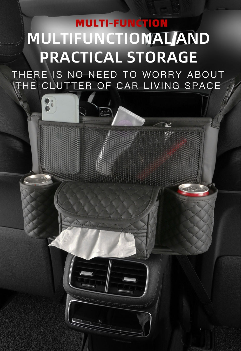 Leather Car Organizer - Back Seat Storage - Delicate Leather
