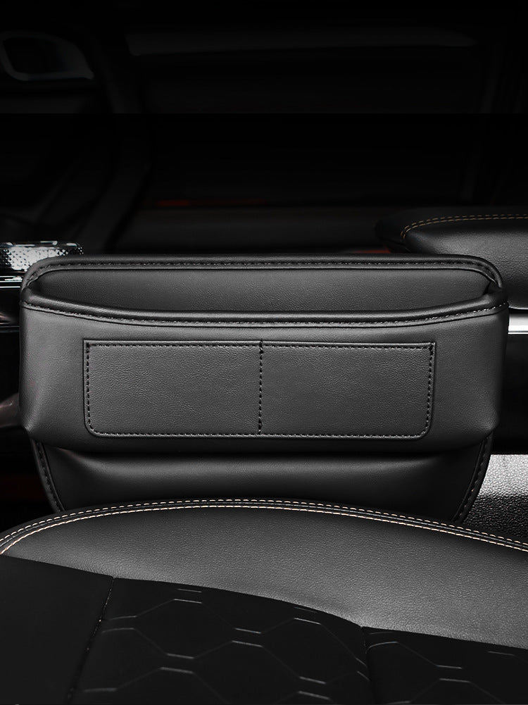 Car Seat Gap Filler Organizer, Custom For All Cars, Universal PU Leather Console Side Front Seat Storage Box - Car Seat Gap Filler and Organizer - Delicate Leather