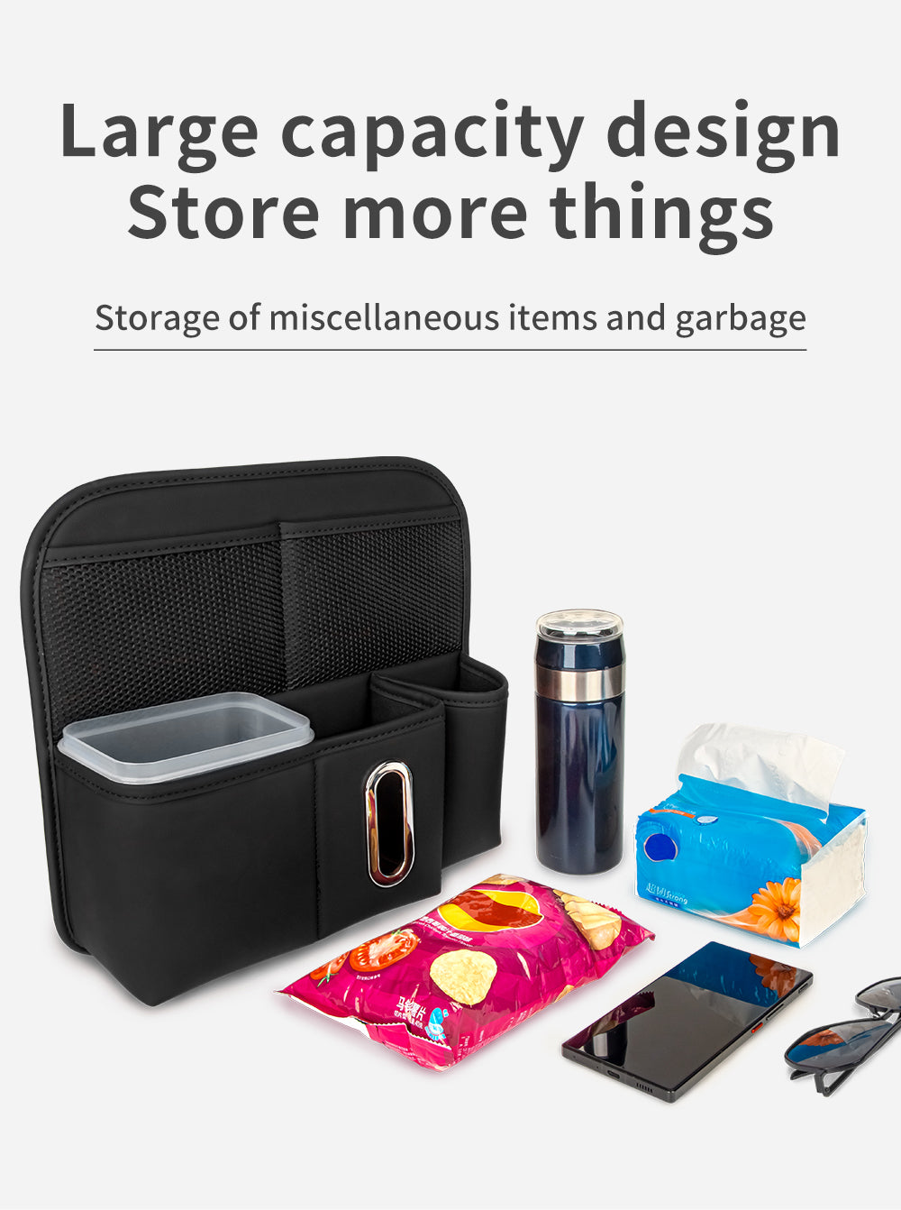 Multifunction Backseat Leather Car Back Seat Bag Organizer With Tablet Holder & 9 Storage Pockets - Delicate Leather