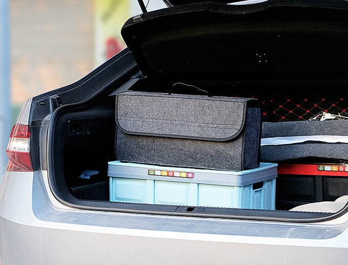 Car Trunk Felt Bag - Multi-Size Foldable Car Storage Bag and Glove Box Sundries Organizer - Delicate Leather
