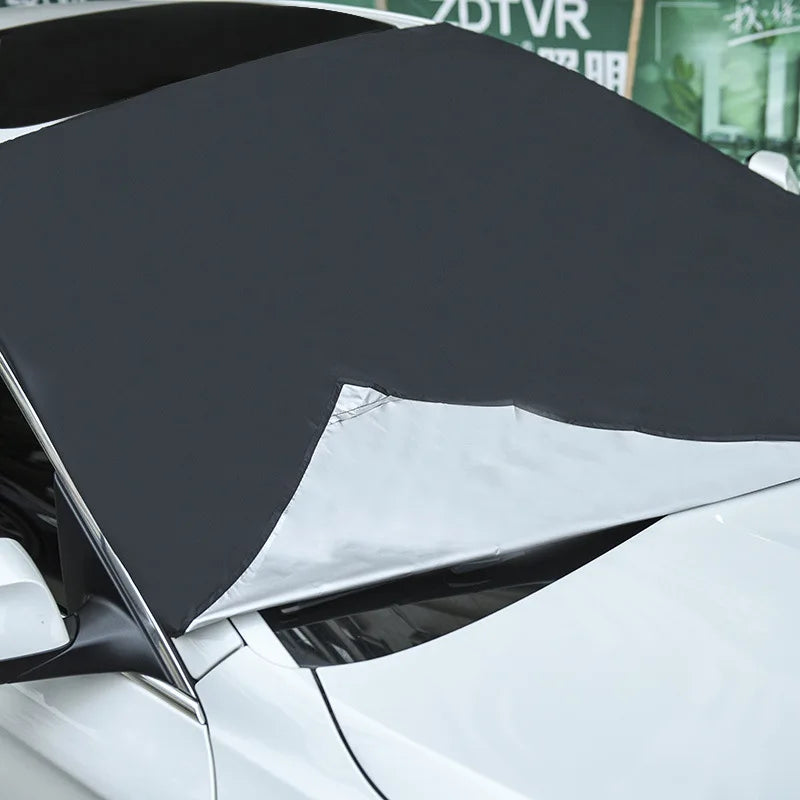 Magnetic Car Front Windscreen Cover - Waterproof Windshield Sunshade and Snow Shield for Cars, Minivans, and SUVs (210x120cm) - Delicate Leather