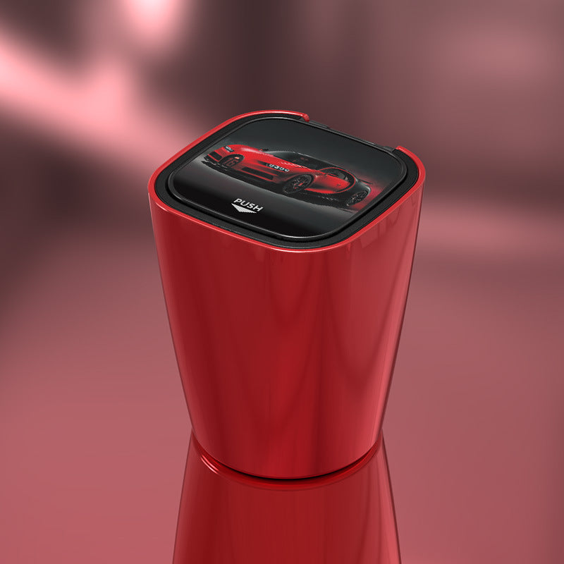 New Design Portable Smart Creative Aluminum Diamond Car Bling Cup Holder with LED Light Smoking Ashtray with Lighter - Delicate Leather