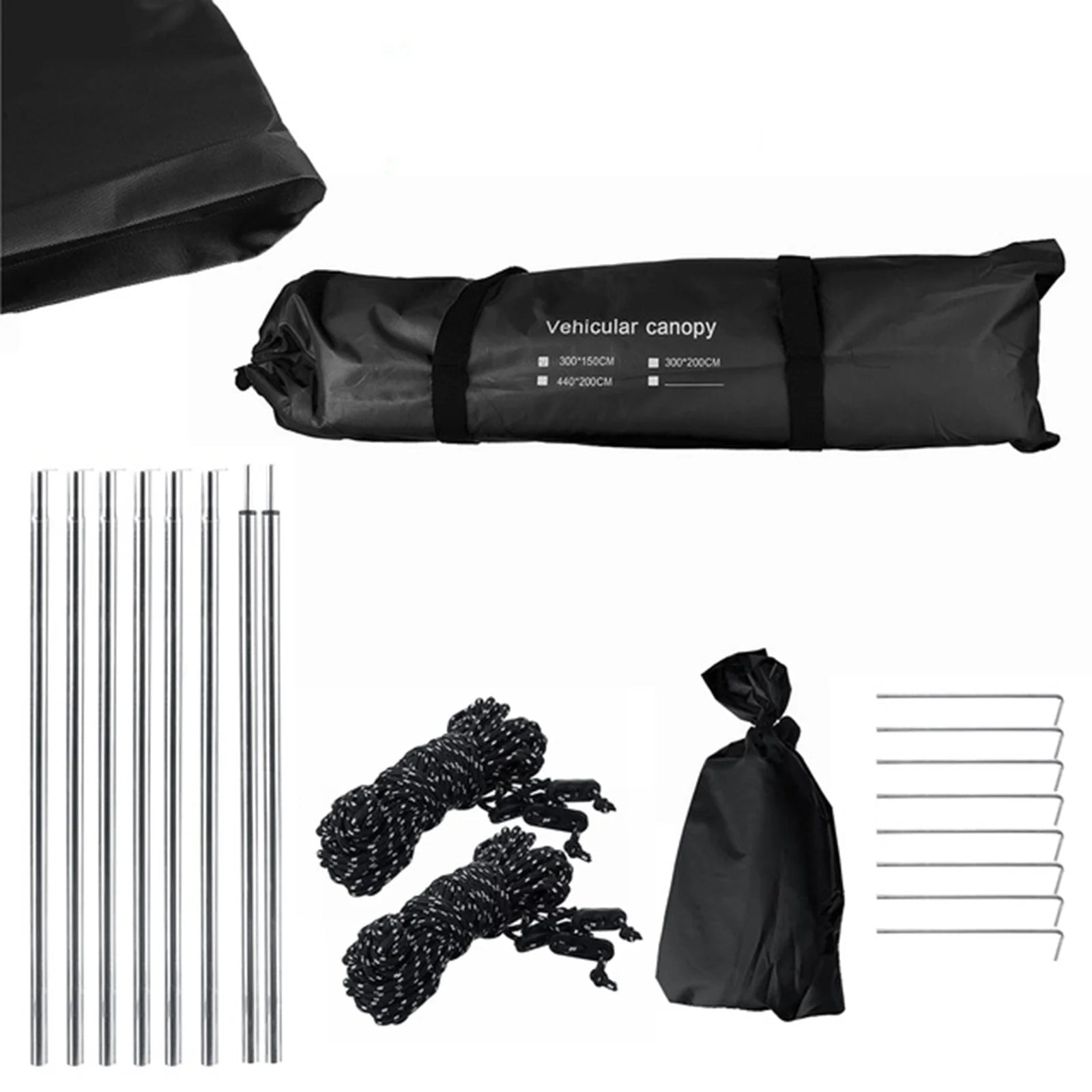 150/200/440CM Car Camping Shelter Shade Portable Roof Top Tent Awning Waterproof UV SUV Rooftop Rain Canopy Car Accessories - Delicate Leather