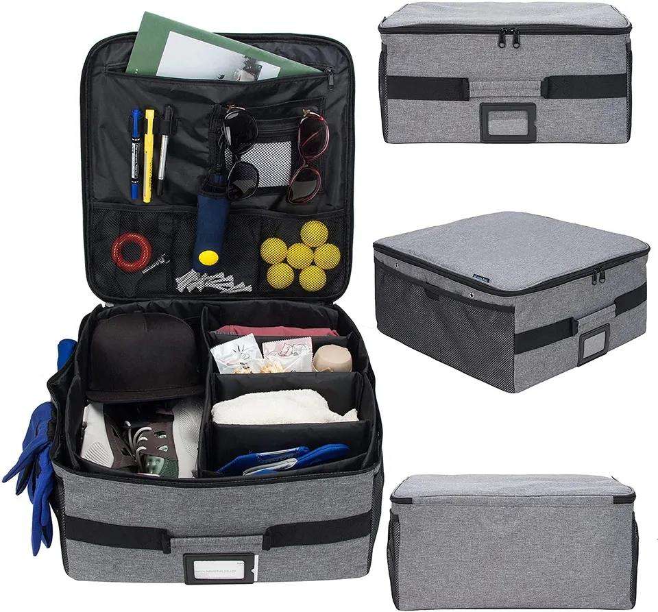 Collapsible Leather Cargo Storage Box - Car Back Seat Golf Trunk Organizer - Delicate Leather