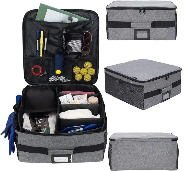 Collapsible Leather Cargo Storage Box, Cargo Organizer SUV Trunk Storage Waterproof Collapsible Durable Multi Compartments - Delicate Leather