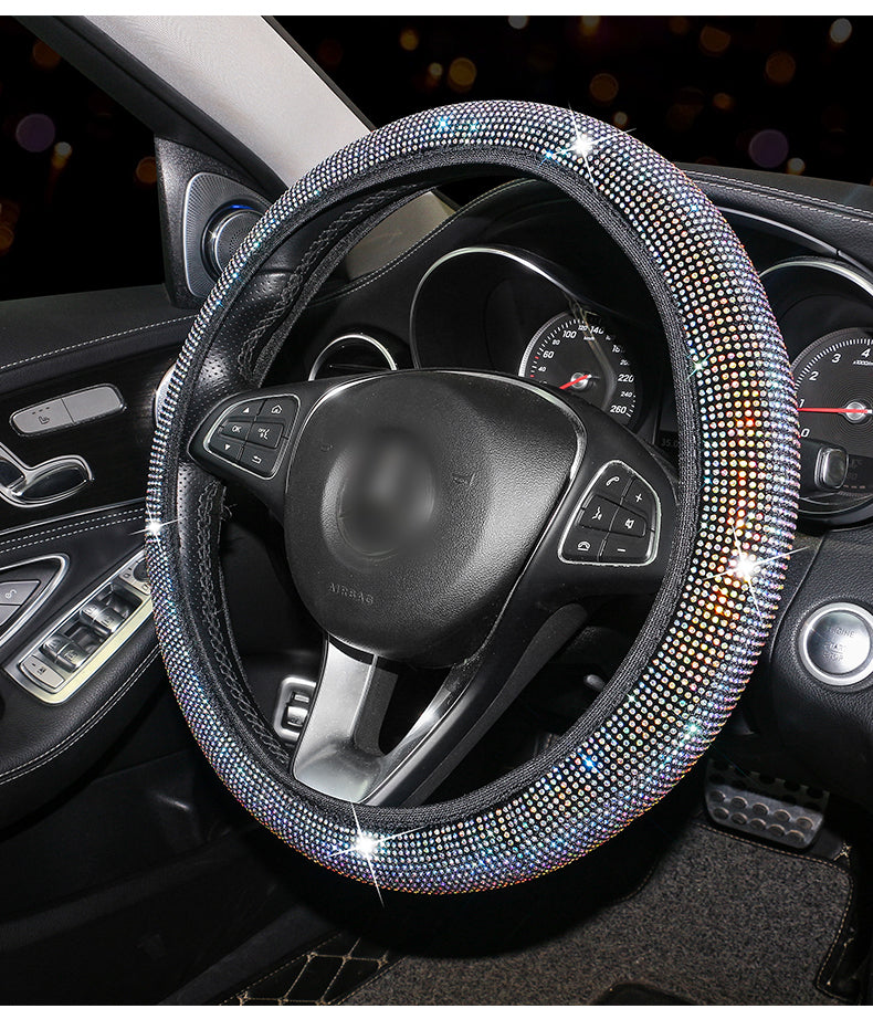 Hot Selling Luxury Colorful Bling Crystal Velvet Car Steering Wheel Cover - Universal Fit