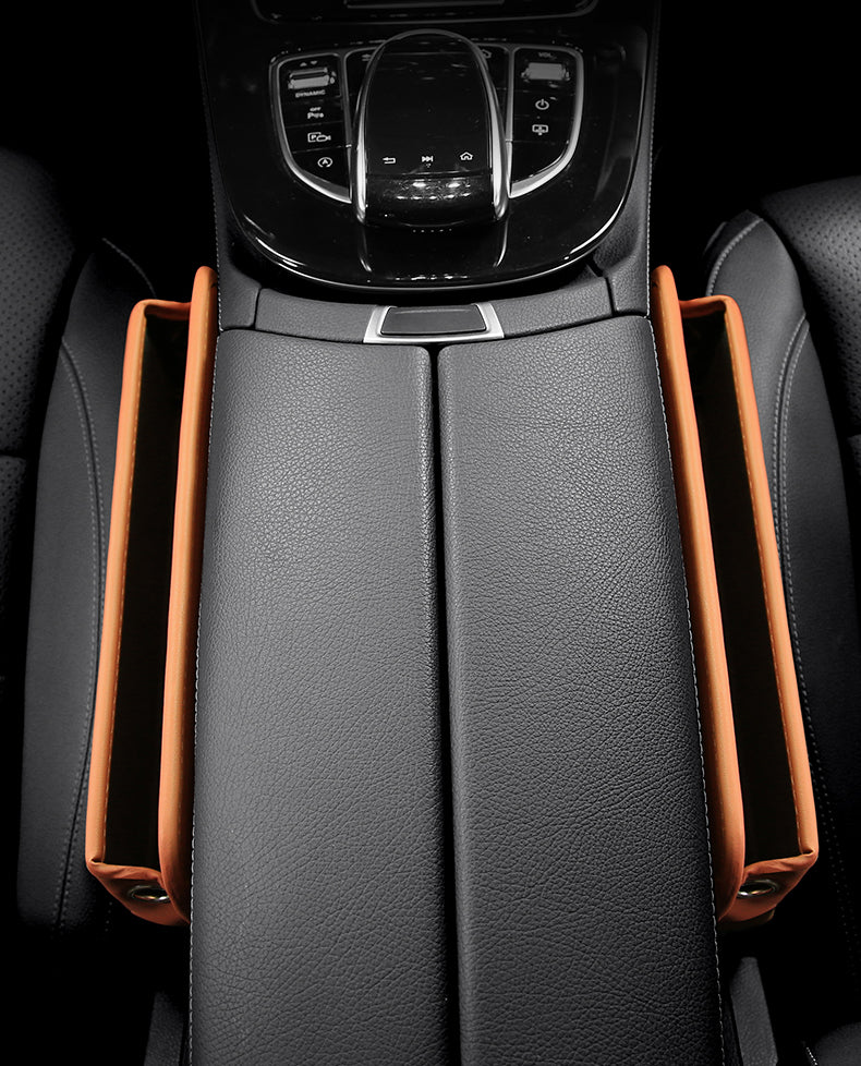 Delicate Leather Car Seat Gap Filler Organizer, Custom Fir For Your Cars, PU Leather Car Organizer Bag - Back Seat Organizer & Side Gap Filler with Storage Box - Delicate Leather