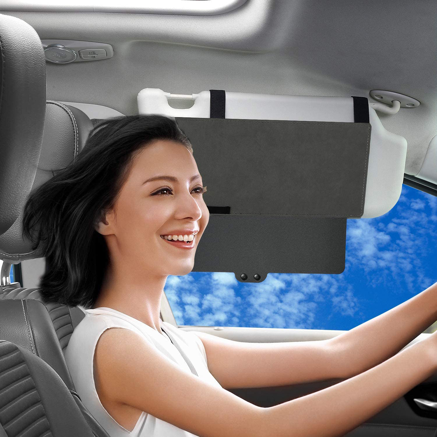 Anti-Glare Adjustable Sun Visor Extender Car Sunshade Universal Window Sun Blocker Polarized - Delicate Leather