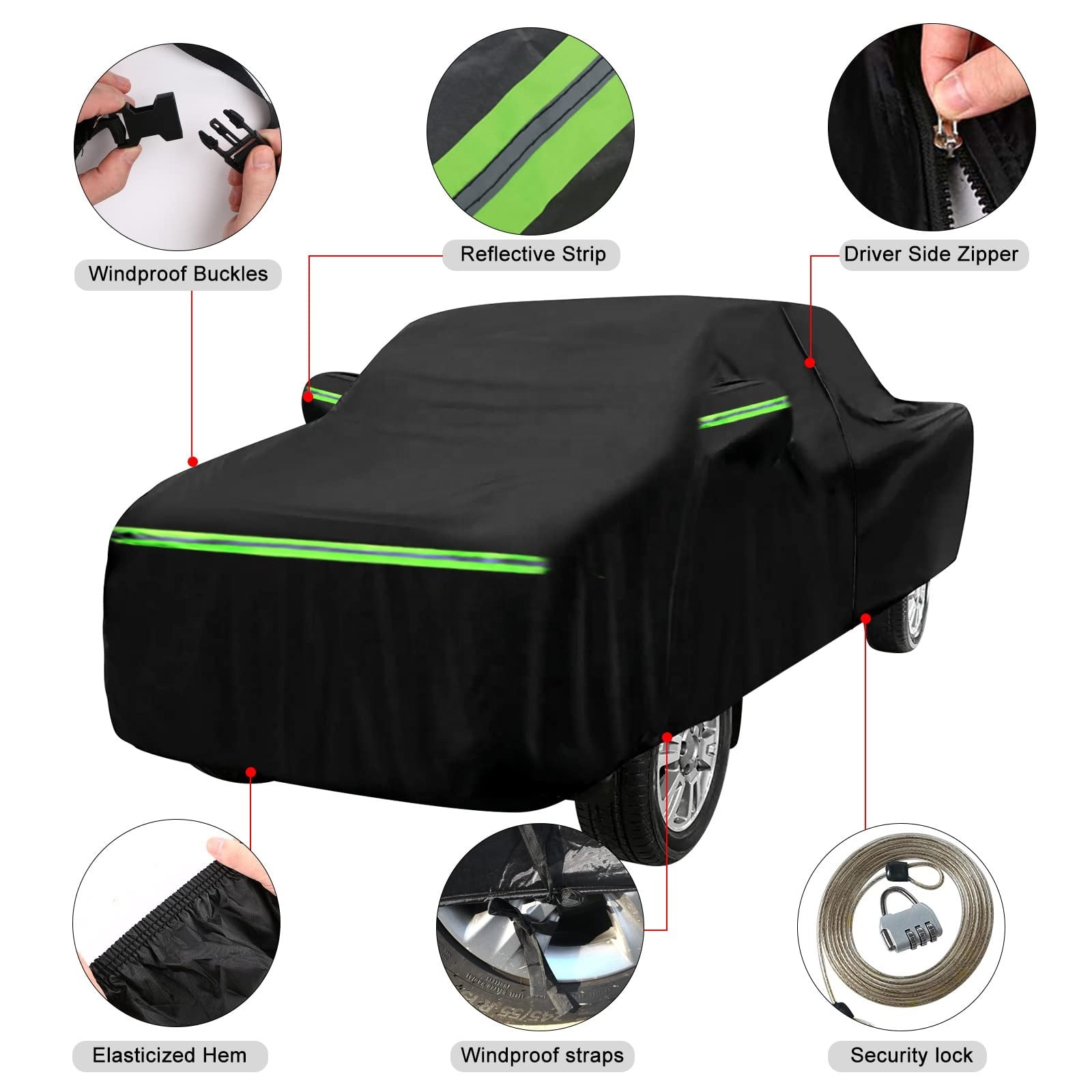 Waterproof Truck Cover for Double Cab 5ft, 6 Layers All-Weather Truck Cover