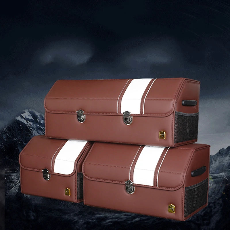 Premium PU Leather Car Back Seat Organizer - Spacious, Durable, and Space-Saving - Delicate Leather