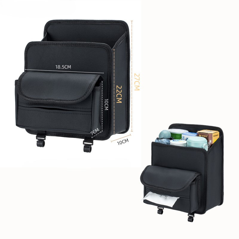 Large Capacity Foldable Hanging Backseat Car Organizer - Back Seat Storage Box and Container with Hook, Custom Fit For Your Cars, Car Accessories - Delicate Leather