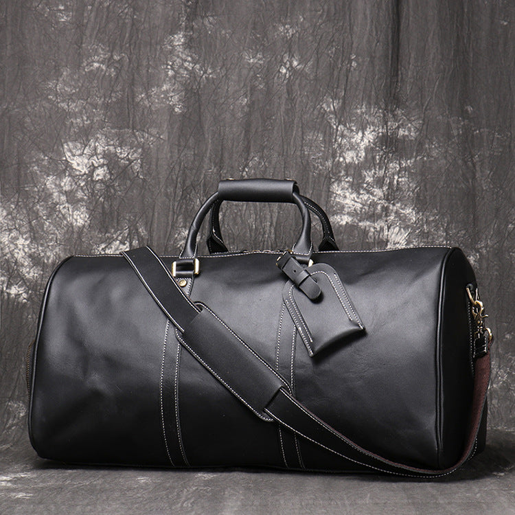 Brown Vintage Leather Duffle Bag with Shoe Compartment - New Design Travel or Overnight Bag for Men and Women - Delicate Leather