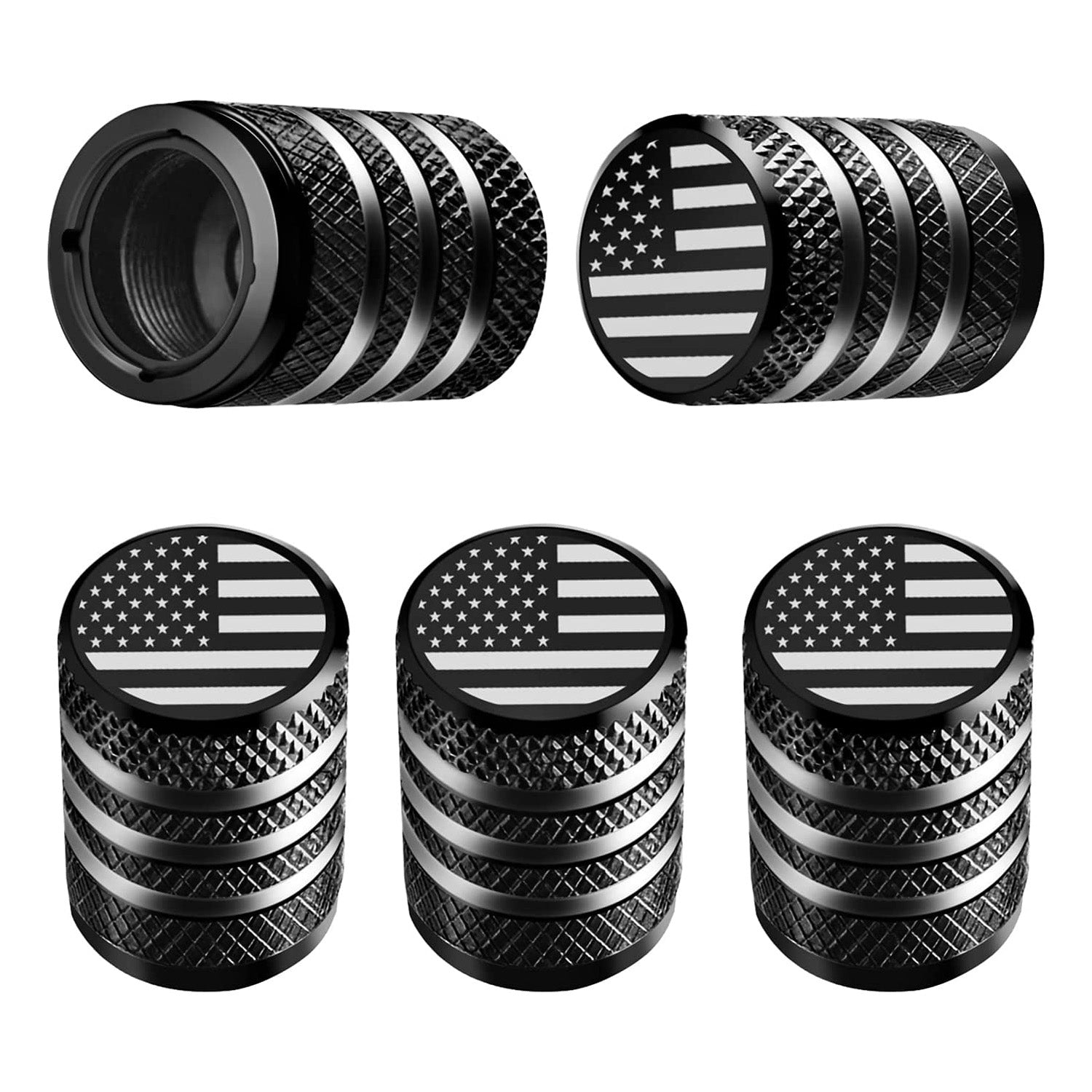 American Flag Plastic Liner Corrosion Resistant Leak-Proof Metal Tire Valve Stem Cap Cover Tire Air Cap for Car Truck Motor - Delicate Leather