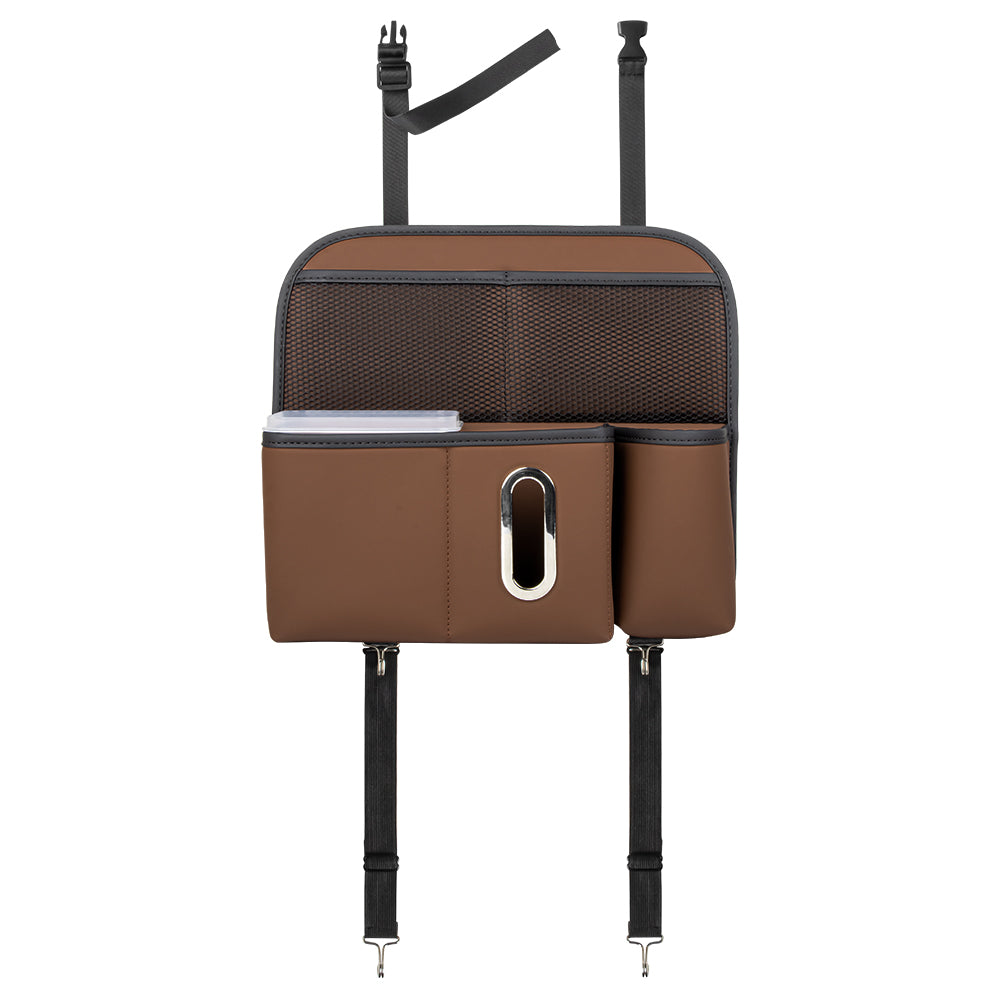 Multifunction Backseat Leather Car Back Seat Bag Organizer With Tablet Holder & 9 Storage Pockets - Delicate Leather