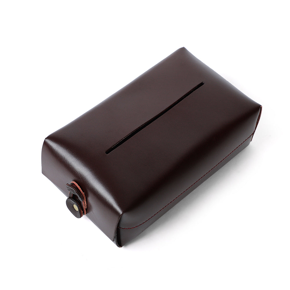 Vintage Genuine Leather Tissue Holder Case | Elegant Leather Tissue Box Storage