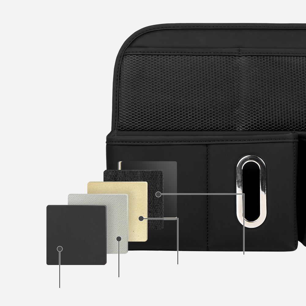 Multifunction Backseat Leather Car Back Seat Bag Organizer With Tablet Holder & 9 Storage Pockets - Delicate Leather