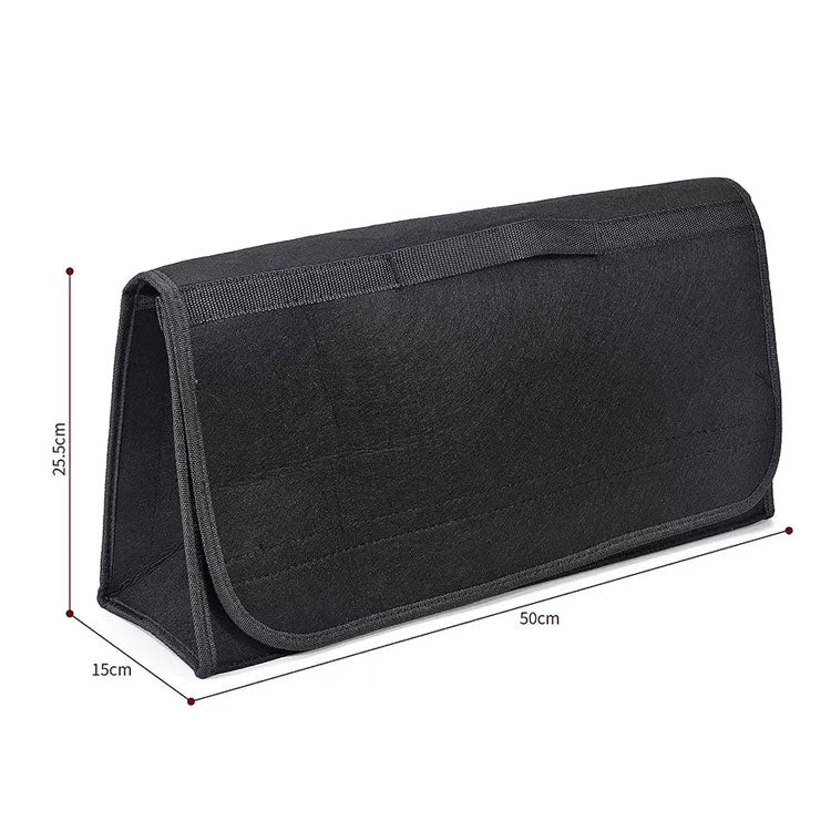 Black Large Anti-Slip Foldable Car Luggage Felt Storage Bag - Trunk Storage Box and Tool Bag - Delicate Leather