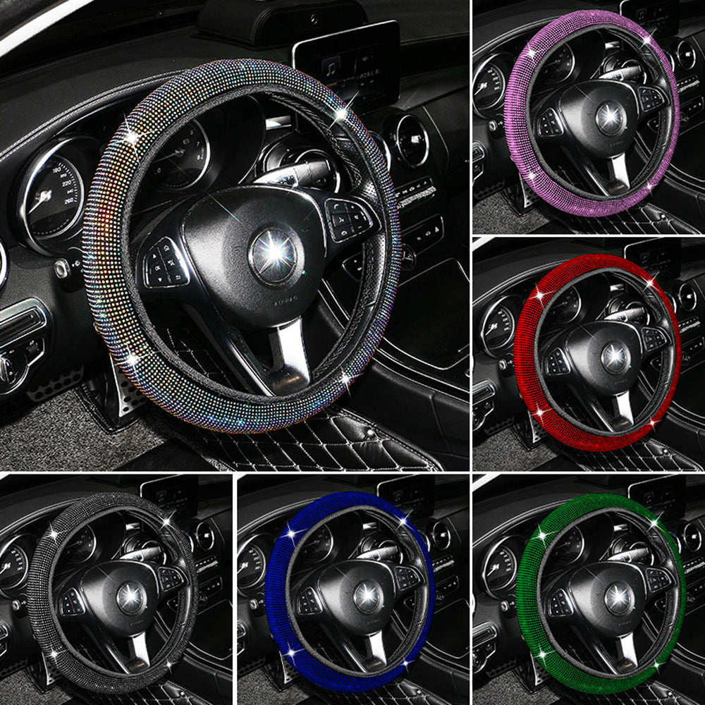 Hot Selling Luxury Colorful Bling Crystal Velvet Car Steering Wheel Cover - Universal Fit