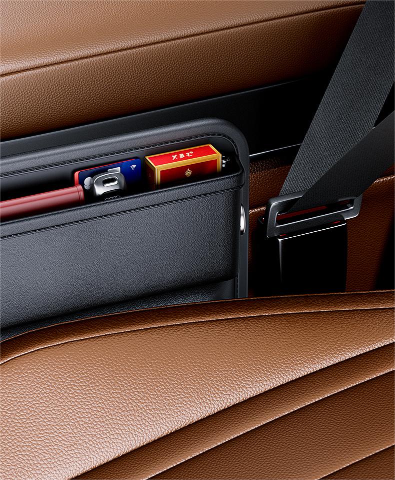 Auto Interior Accessories: Universal Leather Car Seat Gap Filler Organizer, Custom For All Cars, Multifunctional Pu Leather Console Side Pocket Organizer - Delicate Leather