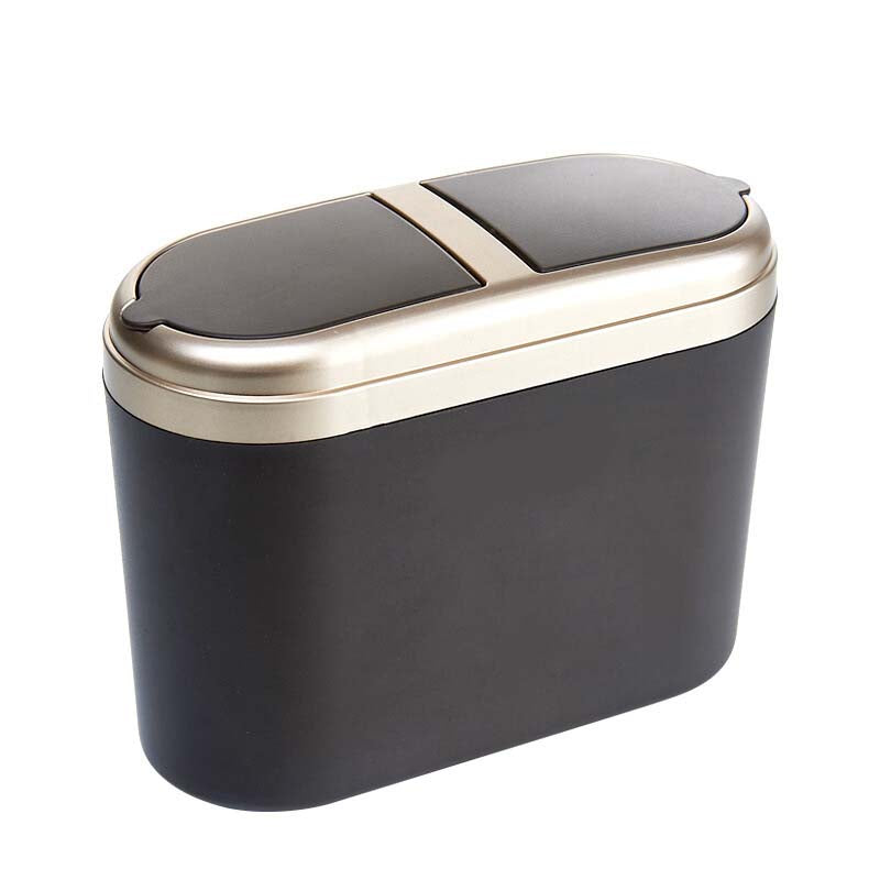 New Arrival Eco-friendly Desktop Mini Car Trash Can with Double Cover - Delicate Leather