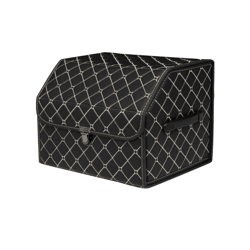 Foldable Car Trunk Storage Box Organizer with Lid, Handle, and PU Storage Bag for Large-Scale Car Storage - Delicate Leather