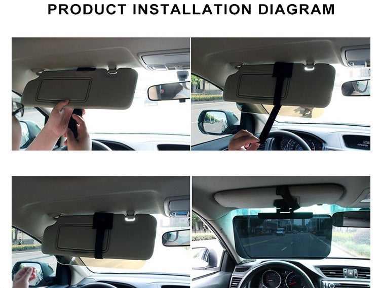 Standard Anti-Glare Adjustable Car Sunshade Sun Visor for Day or Night Driving - Delicate Leather