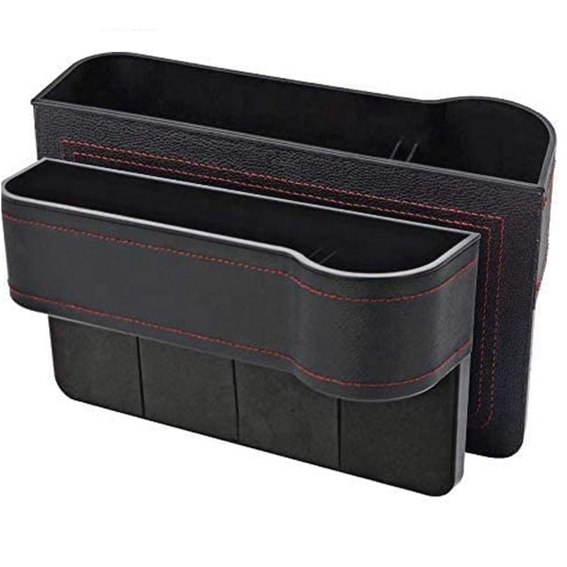 Car Seat Gap Filler Organizer, Custom For All Cars, Multifunctional Car Seat Gap Organizer with Cup Holder - PU Leather Seat Console Storage Box (1PCS) - Delicate Leather