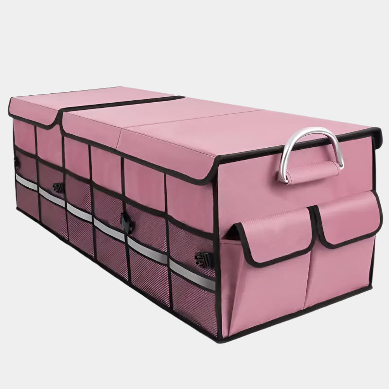 Large SUV Trunk Organizer: Waterproof, Collapsible, and Durable with Non-Slip Bottom and Multiple Compartments for Cargo Organization - Delicate Leather