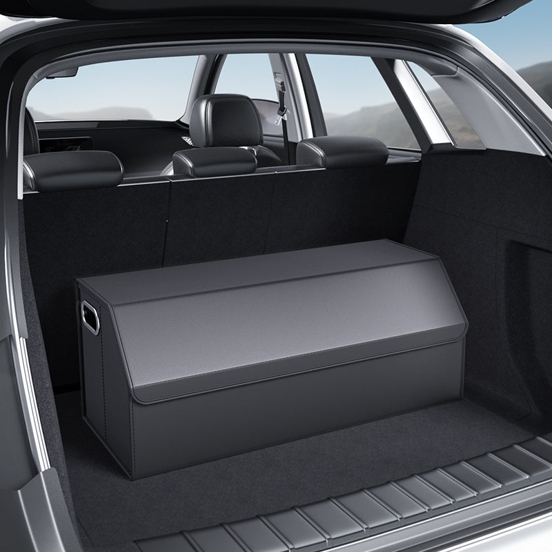 PVC Leather Foldable Universal Storage Box - Collapsible Folding Compartments Car Trunk Organizer - Delicate Leather