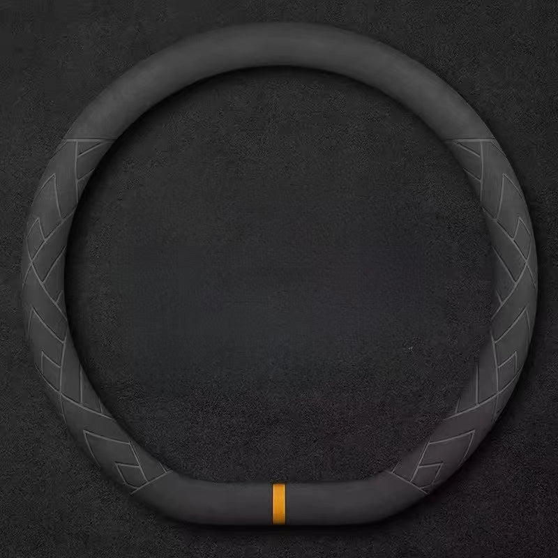 Hot Selling High-Quality Carbon Fiber Suede Steering Wheel Cover with Red Strip