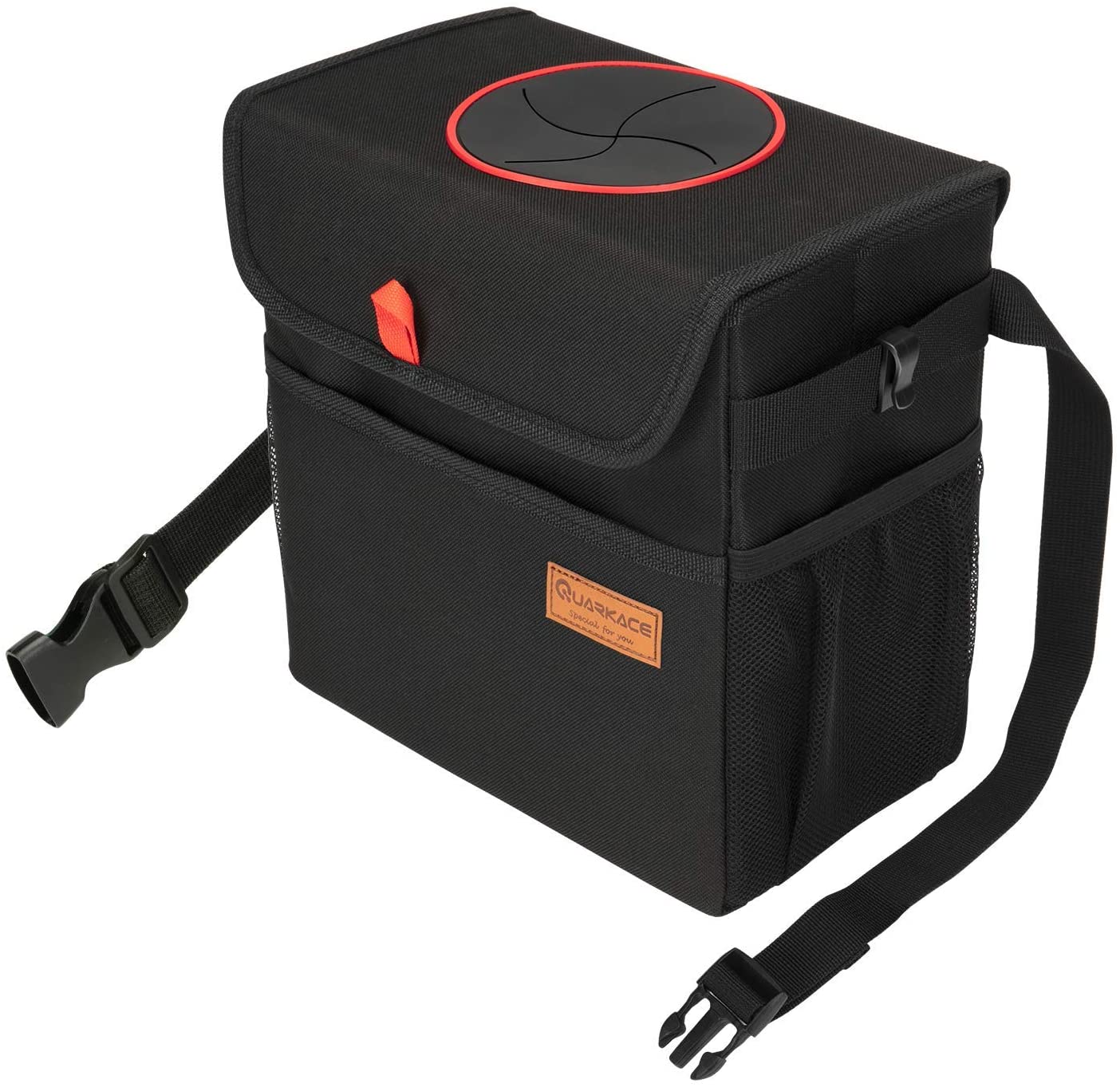 Custom Leakproof Collapsible Hanging Car Seat Garbage Organizer Can - Car Trash Bin with Lid - Delicate Leather
