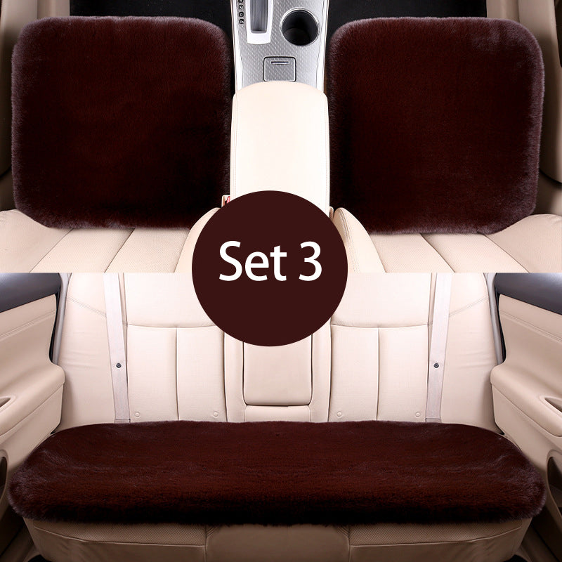 Luxury 9-Piece Set Fur Car Seat Cover Cushion with Neck Pillow for Winter - Delicate Leather