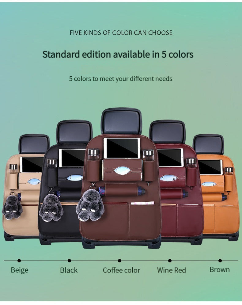Universal Foldable PU Leather Car Seat Back Anti-Kick Storage Bags - Car Back Seat Organizer, Custom Fit For Your Cars - Delicate Leather
