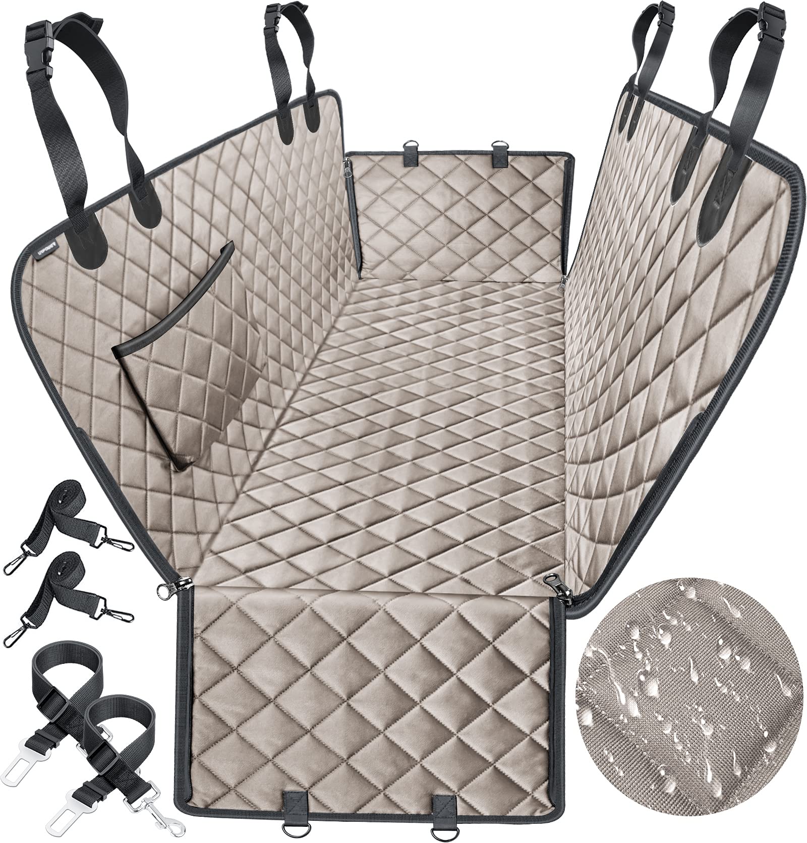 Durable Quilted Waterproof Pet Dog Hammock Carrier Car Seat Cover - Delicate Leather