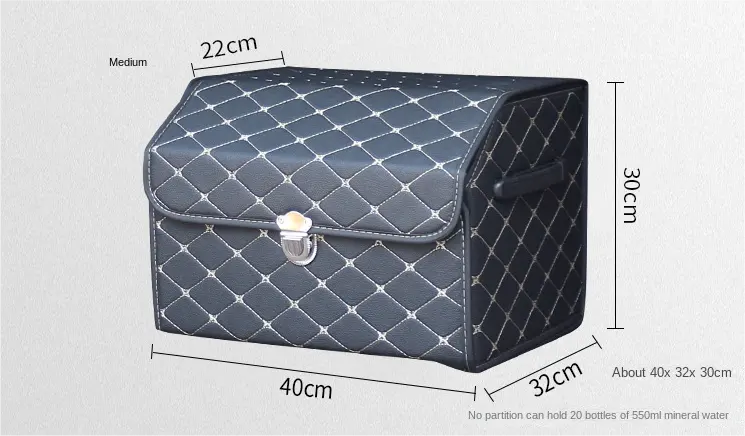 Faux Leather Car Trunk Organizer with Adjustable Compartments and Folding Design - Delicate Leather