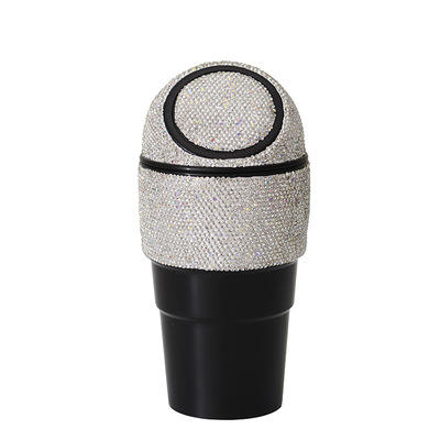 Bling Diamond-Encrusted Auto Garbage Can Car Trash Can with Lid - Delicate Leather