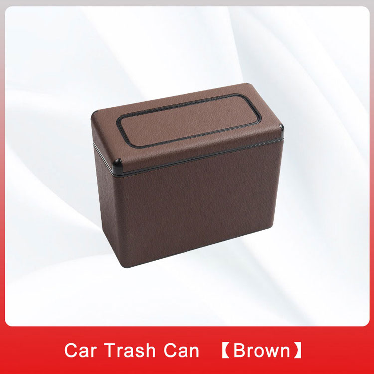 Car Trash Bin Waterproof Portable Garbage Can with Lid, Fit with all car, Mini Car Accessories with Lid and Trash Bag, Cute Car Organizer Bin, Small Garbage Can for Storage and Organization - Delicate Leather