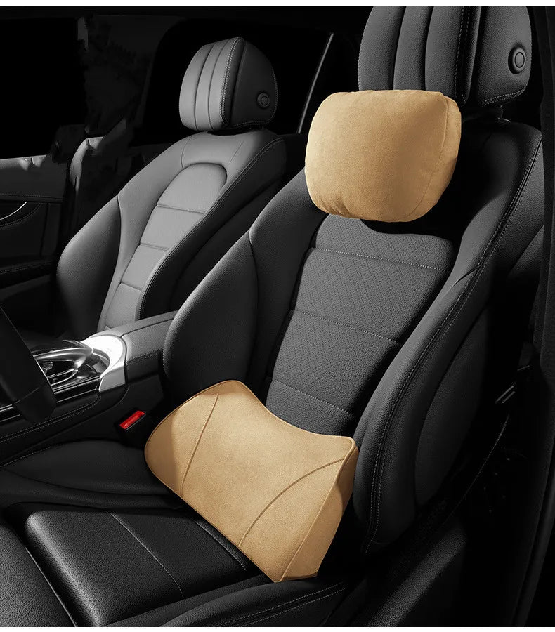 Fashionable Comfort Car Cushions: Alleviate Lower Back Pain with Waist Cushions and Backrest Pillows for Posture Correction - Delicate Leather