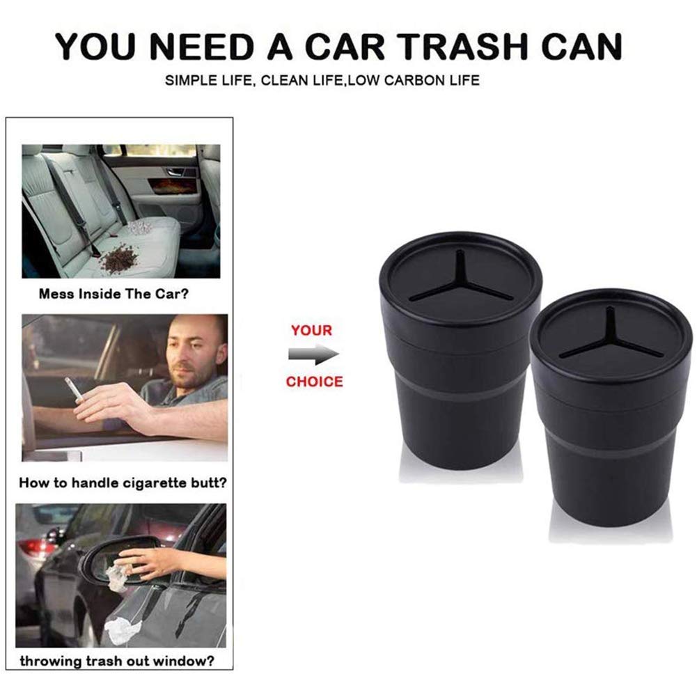 Car Trash Can with Lid Mini Auto Garbage Can - 2 Pack - Delicate Leather