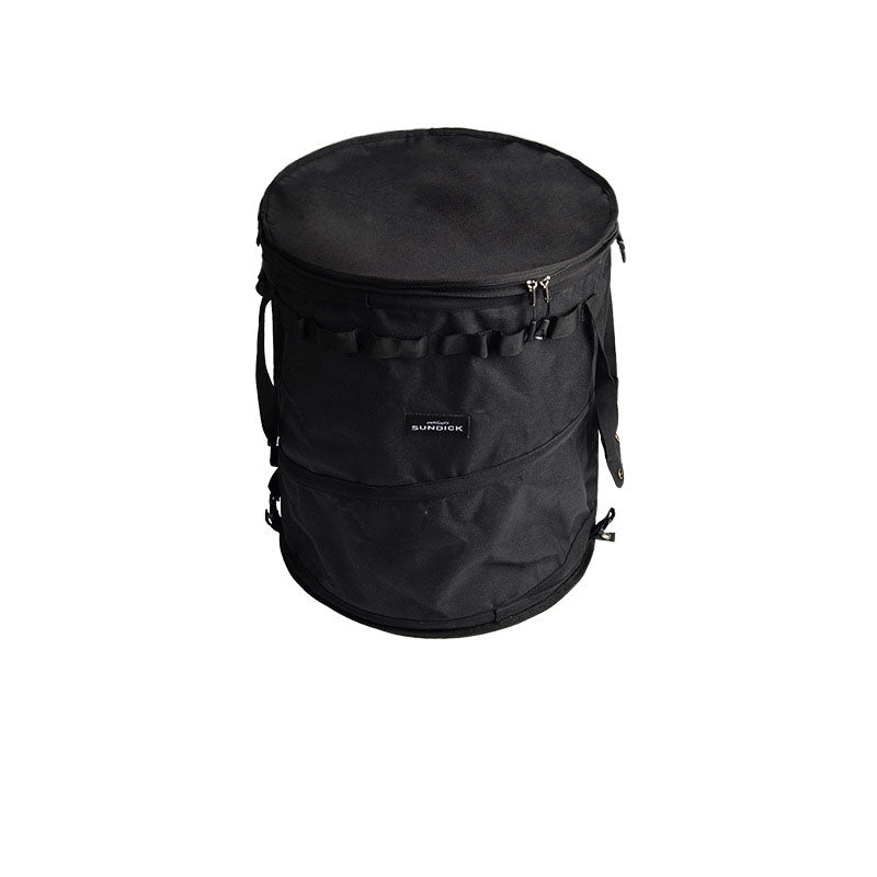 Portable Sundries Laundry Basket - Garden Yard Rubbish Bag and Outdoor Folding Trash Can - Delicate Leather
