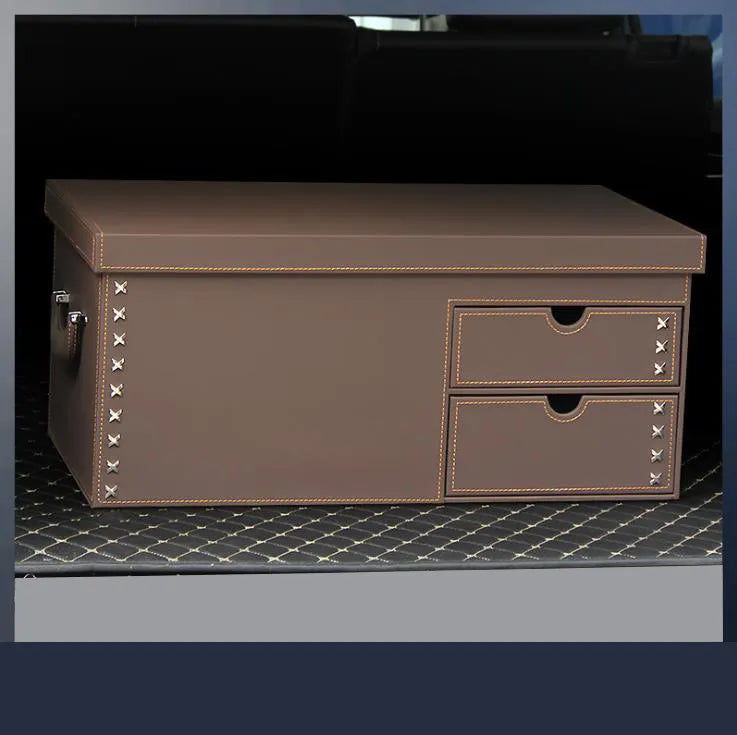 Premium Folding Storage Box with Drawer Design - Organize Your Space with Style - Delicate Leather