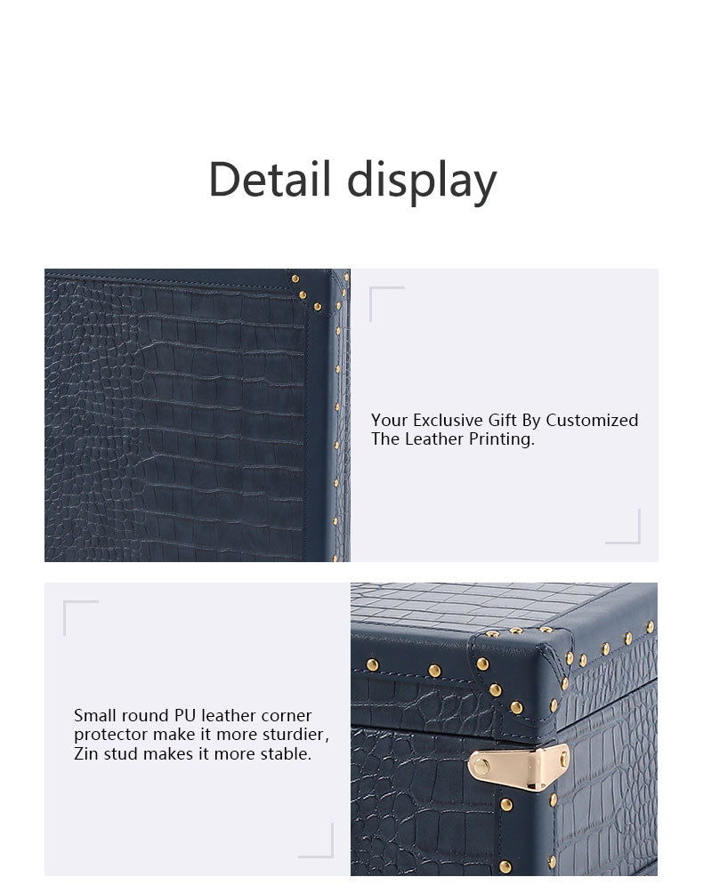 13-Inch Classic Vintage Style Mini Luggage Travel Suitcase - Crocodile Grain PU Leather Trunk