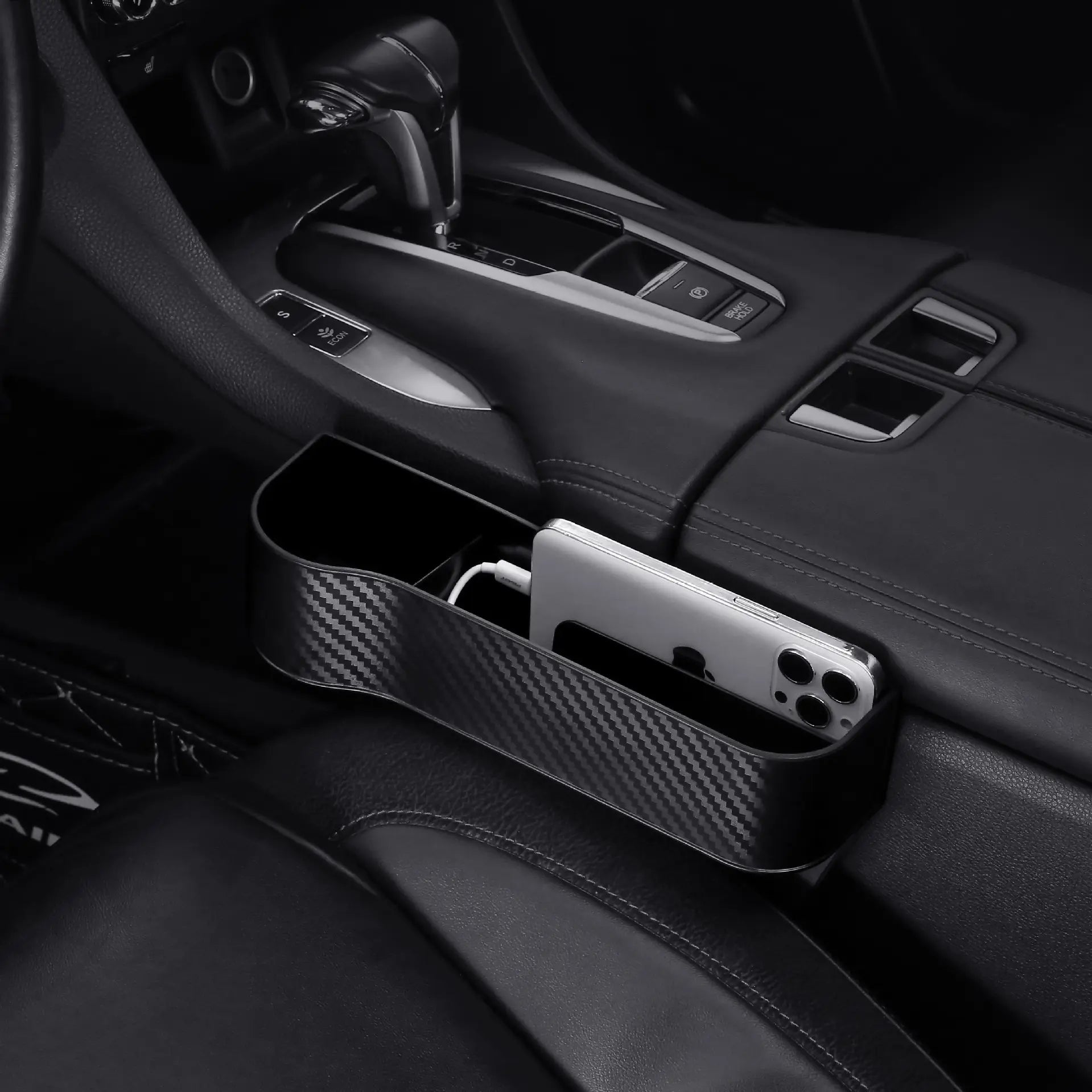 Car Seat Gap Filler Organizer, Custom For All Cars, Seat Center Control Slot Storage Bag with Cup Holder - Car Slot Storage Box Organizer & Interior Accessories - Delicate Leather