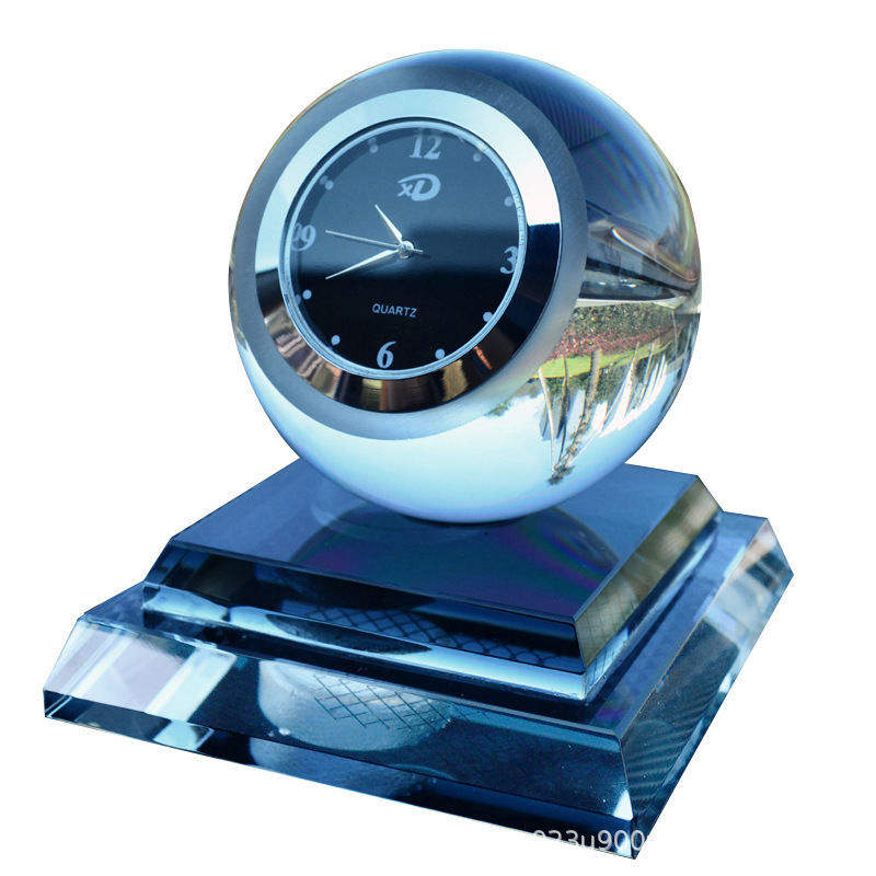 High-Quality Crystal Ball with Clock Car Perfume Seat - Delicate Leather
